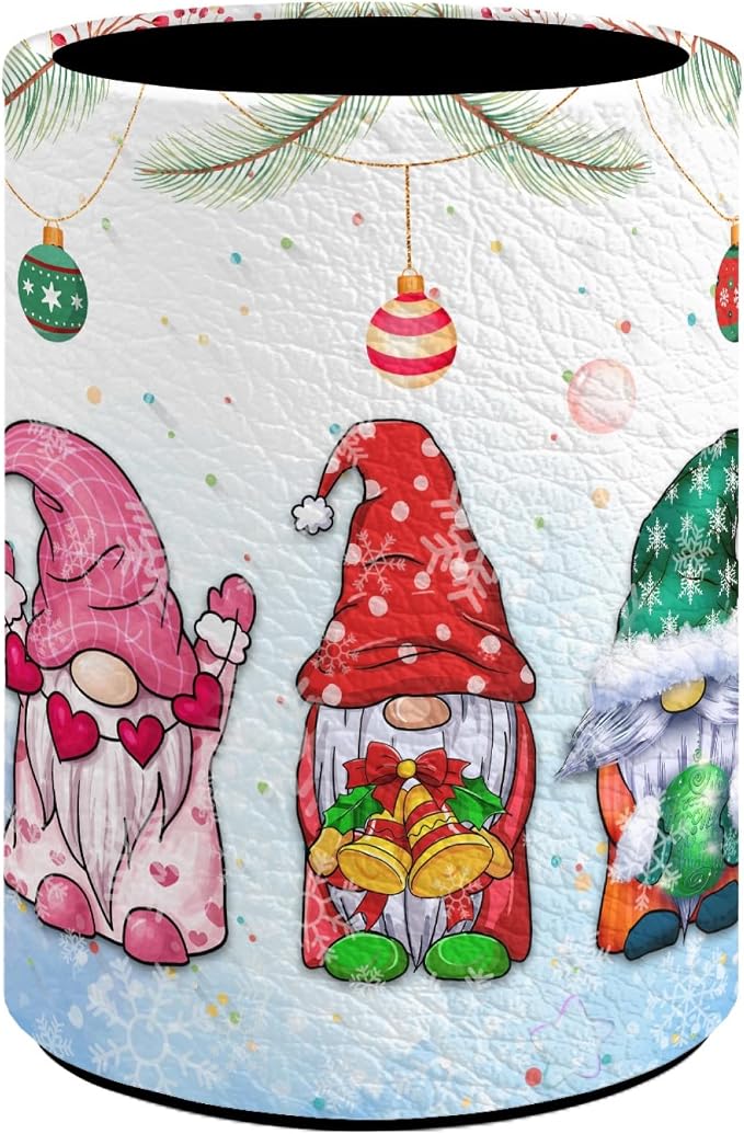 Gnomes Pen Holder Pencil Cup for Desk Organizer | Cute Makeup Brush Holder PU Multifunctional Office Suppliesfor Decor Home Classroom School