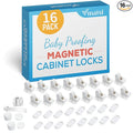 Vmaisi Child Safety Magnetic Cabinet Locks Baby Proofing 16 Locks & 2 Keys | Children Proof Baby Locks - Adhesive or Screws Fixed for Cabinets and Drawers Protection