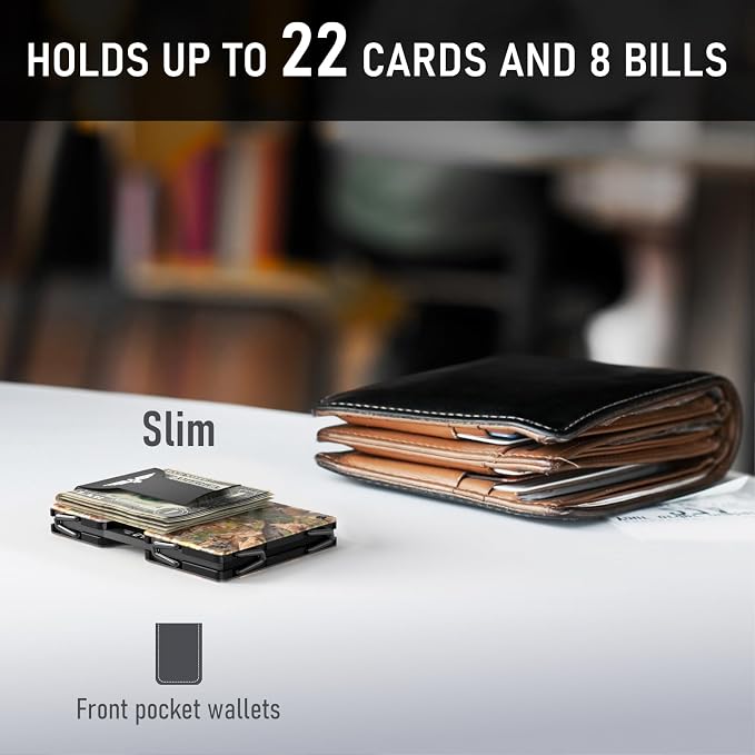 Lenvoten Upgraded Hinged Minimalist Wallet for Men | Slim Metal RFID Blocking Wallet | Credit Card Holder & Money Clip Holds 20 Cards | Premium Scratch-Resistant Finish | Ideal Gift for Men