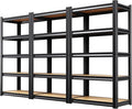 3-Pack 5-Tier Heavy Duty Garage Shelving Units - 71" H x 28" W x 12" D Adjustable Industrial Steel Metal Storage Rack Set for Warehouse, Pantry, Commercial Display & Basement, Black