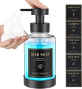 Luxspire Foaming Soap Dispenser, Glass Foam Pump Soap Dispenser, Non-Slip Hand Soap Bottle with 5 Waterproof Labels, 15 Oz Refillable Liquid Soap Bottle for Bathroom & Kitchen, Clear, 1 Pack