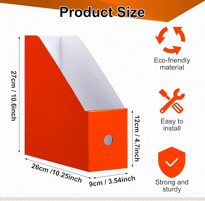 Thenshop 24 Pcs Cardboard Magazine File Holder Organizer, Desk File Organizer Box Foldable Book Bin Papers Storage Folder with Label for School Classroom Office Supplies(Classic,Colorful)