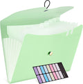 JARLINK 7 Pockets Expanding File Folder, A4 Accordion folders, Green | Accordion File Folders with 12 Labels, Portable Document Organizer for Home, College, School, and Office Supplies
