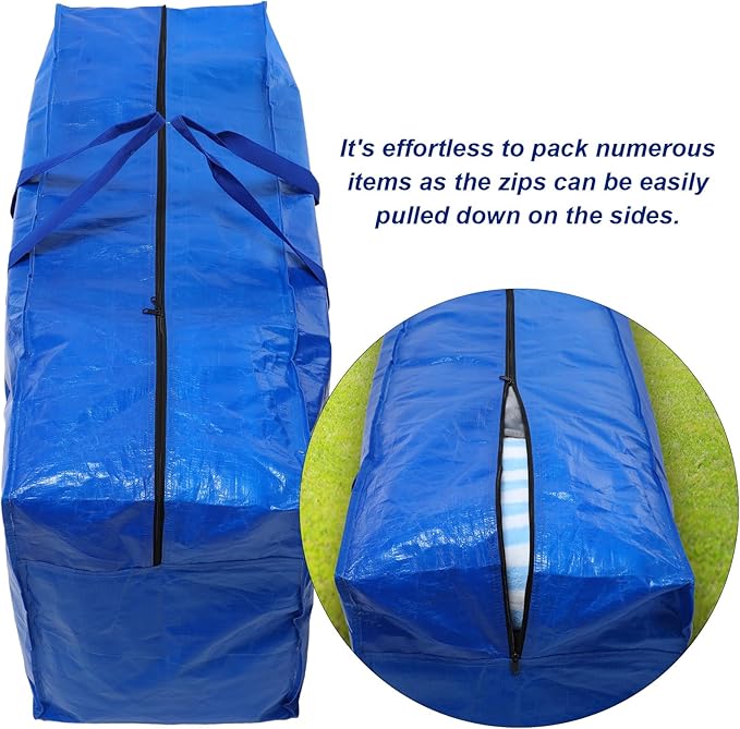 2 Pcs 66 Gallon Extra Large Moving Bags Storage Bags with Zipper and Handles Heavy Duty Duffle Bag Foldable Tote Bag for College Dorm Travel Clothes Blankets Bedding Moving (Blue)