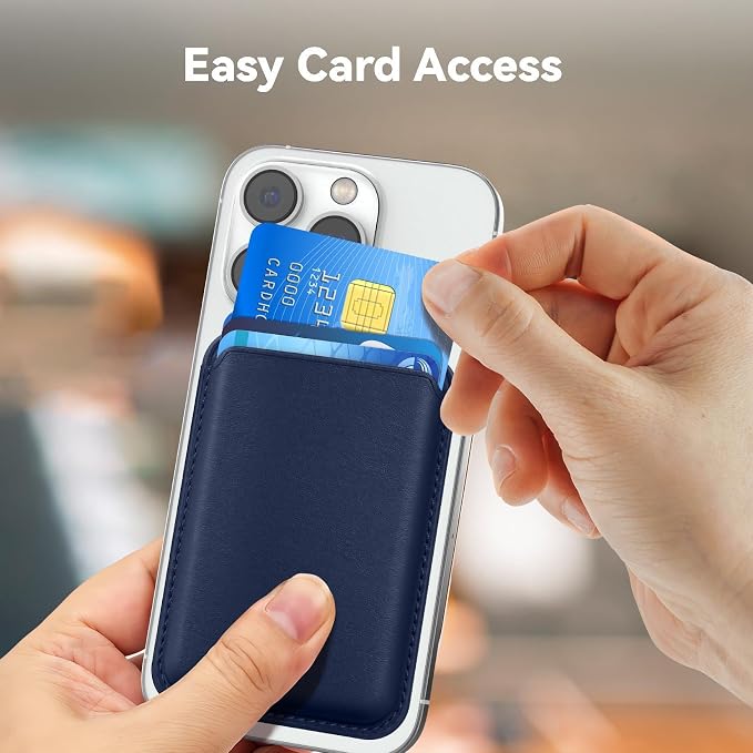 2Pack Magnetic Wallet Cell Phone Card Holder for Phone Case with Mag-Safe, Stronger Magnetic RFID Leather Phone Wallet Stick on Series of iPhone 17/16/15/14/13/12 and Pro/Promax,2-Pack White