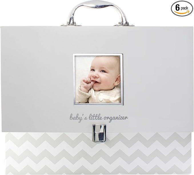 Pearhead Baby Briefcase and Document Organizer,All In One Expanding File Folder,Baby's Paperwork & Records,Newborn Keepsake & Memory Box with Labels,Baby Girl or Baby_Boy Gift,Gray Chevron (Pack of 6)