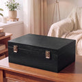 Sliner 1 Pcs Wooden Decorative Storage Boxes with Lids Vintage Wood Organizer Bins for Your Bookshelf Home Decor Safely Store Photos Documents Memory Jewelry Craft Storage (Glossy Black,M Size)