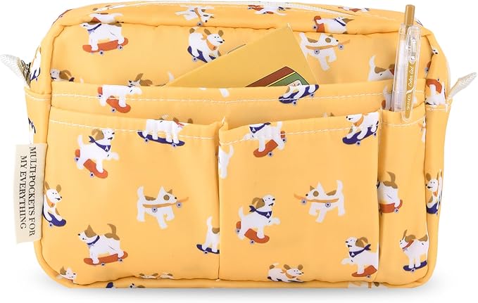 Multiple Pockets Portfolio Organizer with Zippered,Storage Pencil Pouch Bag | Waterproof Travel Toiletry Bag,Portable Pencil Pouch for Notebooks,Stationeries,Make-up,Journal Office Art Supplies,Skate Dog