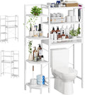 K1 Heavy Duty 7-Tier Over The Toilet Storage（With Basket and Paper Hook）Freestanding Above Toilet Shelf with Adjustable Feet，Space Saver Bathroom Shelves 9.3"D x 33.5"W x 63.8"H，Beige White