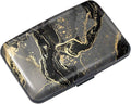 Coco Rossi Credit Card Holder RFID Aluminum Small Mini Wallet Women | Metal Wallet, Business Cards Holder, ID Case, Slim Sleeves, Womens Girls Gift, Carry Proof Wallets for Travel, Black Marble