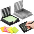 2pcs Sticky Note Stencil Template Compatible with Notes, 3x3 Sticky Pads Dispenser with Stencil, Line Stand Shelf Organizer Dispenser for Desk Office Home School Supplies(Color:Black+Grey)