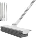 Floor Scrub Brush with Long Handle 3 in 1 Heavy Duty Stiff Bristle Scrubber Brush with Scraper V-Shaped Double-Sided Cleaning Brushes for Pool Tile, Grout,Crevices,Shower,Bathroom,Wall,Patio (White)
