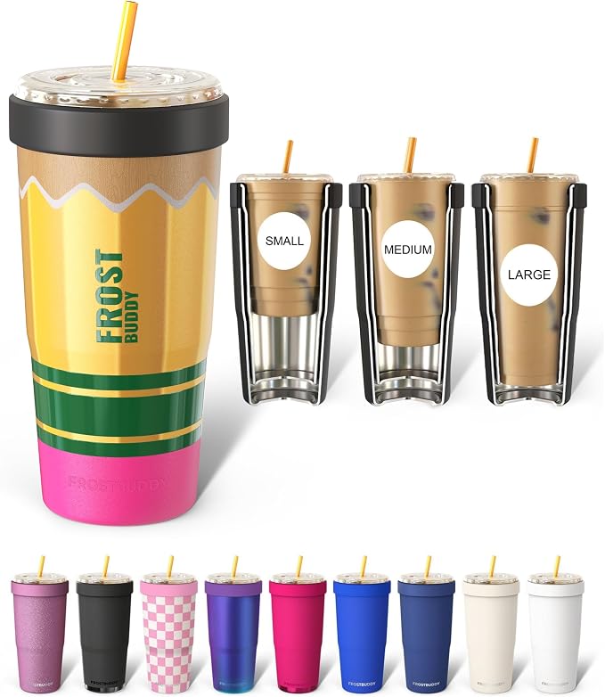 Frost Buddy Togo Buddy 30oz Tumbler - Insulated Stainless Steel (Pencil) | Double-wall vacuum insulated | Spill-proof flip lid | 18/8 premium stainless steel