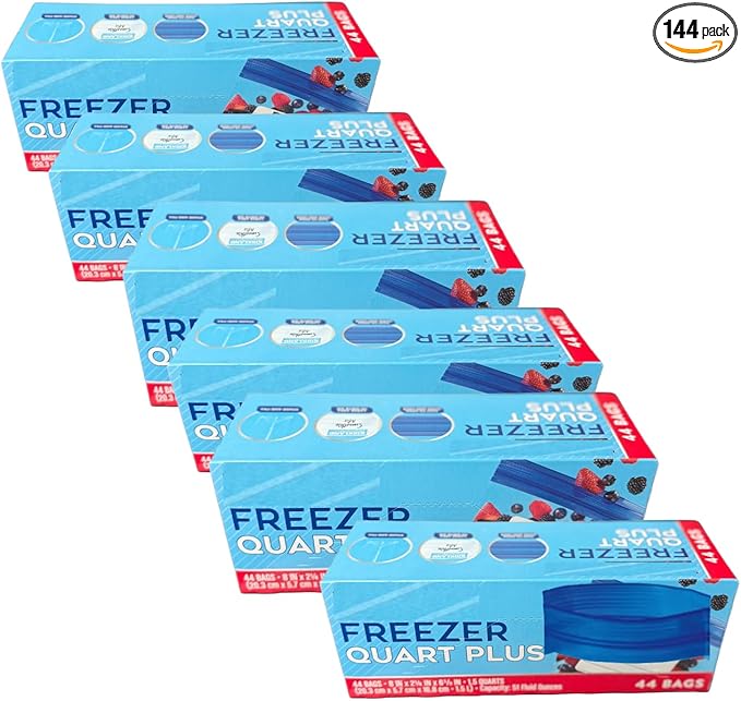Freezer Storage Bags with Double Zipper Seal, 1.5-Quart Size, 264 Total Bags