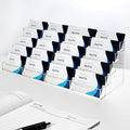 Vevitts 20 Slots Acrylic Business Card Holder, Clear Plastic Desk Business Card Stand, Multi-Card Display Rack for Office Home School Recipe Brochure File