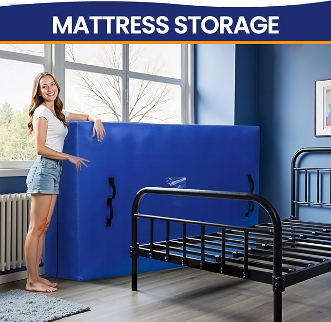BAGAIL Mattress Bags for Moving, Mattress Covers with Heavy Duty Handles, Reusable Mattress Storage Bag for Moving Supplies(Navy, Twin)