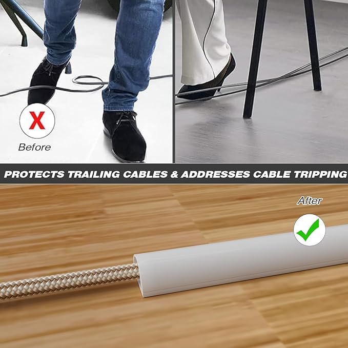 78" Silicone Cord Hider for Wall Mount TV,Self-Adhesive Cable Hider for 1 Cord(1/4" Diameter),Cable Management Under Desk,Cord Organizer,Cable Raceway Home & Office Trim,Cord Concealer Channel,White | for 1 Cord(1/4" Diameter),Cable Management Under De...