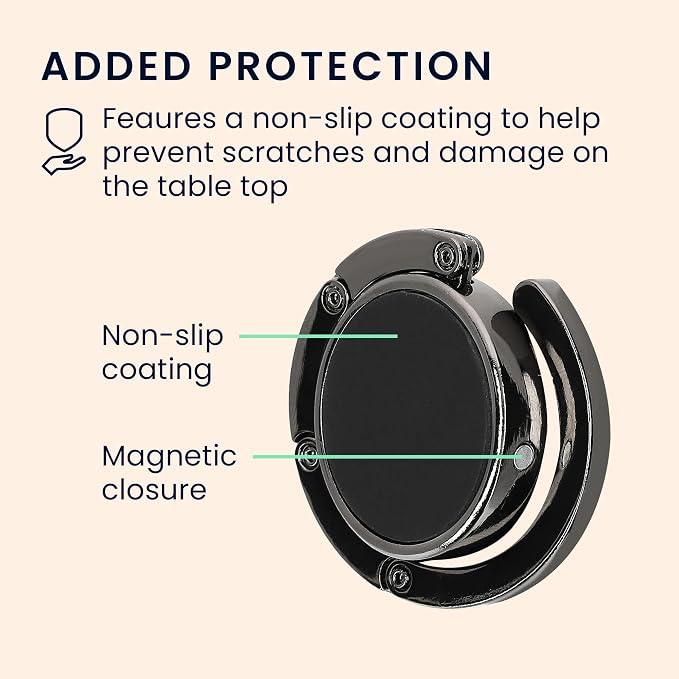 kwmobile Purse Hook for Table - Set of 2 Purse Holder - Folding Handbag Hanger - Portable Bag Holder - Bag Hooks for Desk - Table Hook Black/Dark Slate