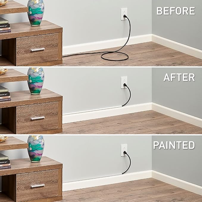 Legrand Wiremold Cordmate Paintable 108 Inch Cord Cover Kit White 17 Piece | Cord Hider, On Wall, Self Adhesive, Hide up to 1 Cord, Cut to Size, Customizable, Cable Concealer, Sustainable Packaging
