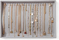 Large Jewelry Organizer for Drawer Insert Velvet Stackable Jewelry Trays for Earring Necklace Bracelet Ring Display (Gray, 20 Hooks)