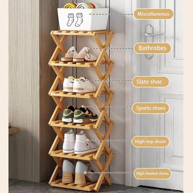 Vertical Shoe Rack Small, 5 Tier Portable Folding Shoe Storage Rack, Without Installation Free Standing Shoe Rack for Corridors, Bedrooms Living Room Corner and Small Spaces (5 Tier)