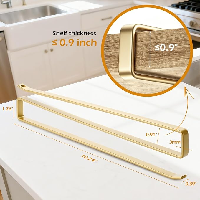 2Pack Tumbler Lid Organizer, Kitchen Space-Saving Cup Holder, Organizers for Under Cabinet Storage, No Glue or Drilling Required (Golden)