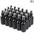 NOOEEISS Black Glass Small Spray Bottle 2 oz 24 Packs,Fine Mist Sprayer Small Clear Bottles,Refillable Containers mini spray bottles for Cleaning Solutions and Skin Care (Black 24pcs)