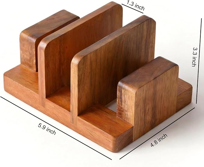 ZUJJAFY Cutting Board Holder, Acacia Wood Cutting Board Organizer for Cabinet, 3 Slot Chopping Board Stand for Countertop