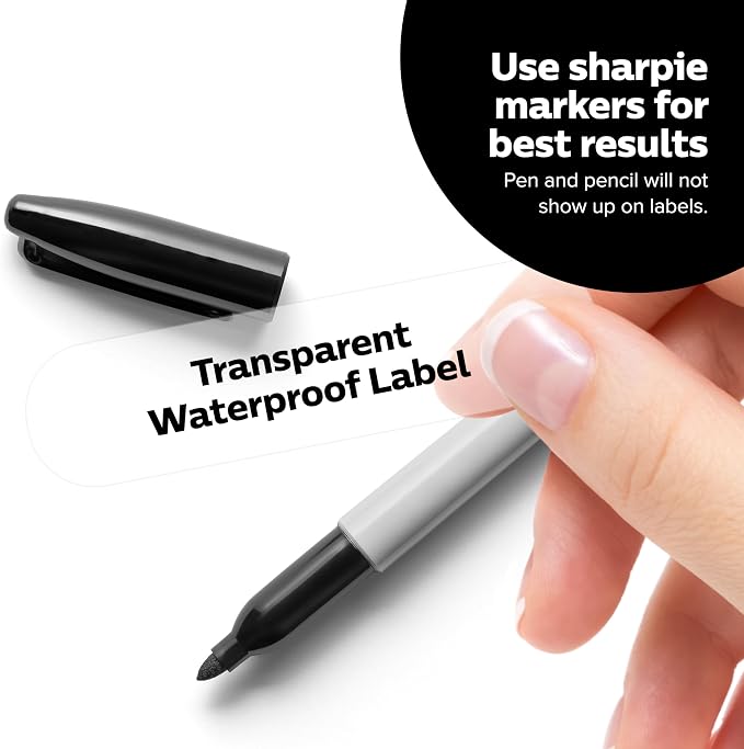 ThreeKin Waterproof Labels for Bottles and Containers - Custom Stickers - All-Purpose and Personalizable - Dishwasher, Freezer and Microwave Safe - BPA-Free - USA-Owned (Clear, 72pcs)