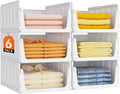 Lifewit 6 Pack Stackable Closet Organizers for Shelf, Plastic Clothes Storage Basket Bins for Wardrobe, Multifunctional Stacking Sweater Containers for Shelves, RV, Pantry, Kitchen, Dorm, 12.6" Wide