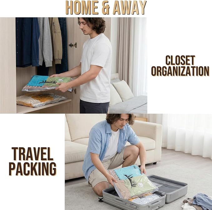 TAILI Vacuum Storage Bags with Electric Pump, 10 Pack Combo(4M+4L+2XL), Packing Cube Vacuum Seal Bags for Luggage and suitcase, Space Saver for Travel and Closet Organization
