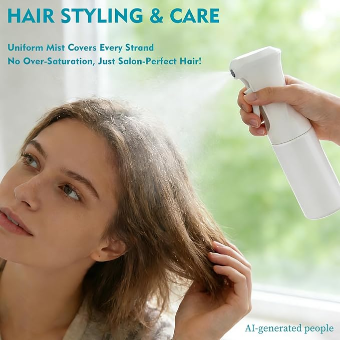 Continuous Spray Bottle, 6.8 OZ Hair Spray Bottles, Ultra-Fine Mister Spray Bottle for Hairstyling, Cleaning, Plants, Pets, Salons, and More (1 Pack)