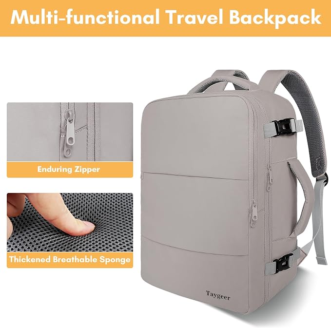 Taygeer Laptop Backpack Purse for Women, Backpack for College Essentials | Travel Mochila with 17.3inch Laptop Compartment, Airline Approved CarryOn Work Bag for Nursing Doctor Business Travel, Brown