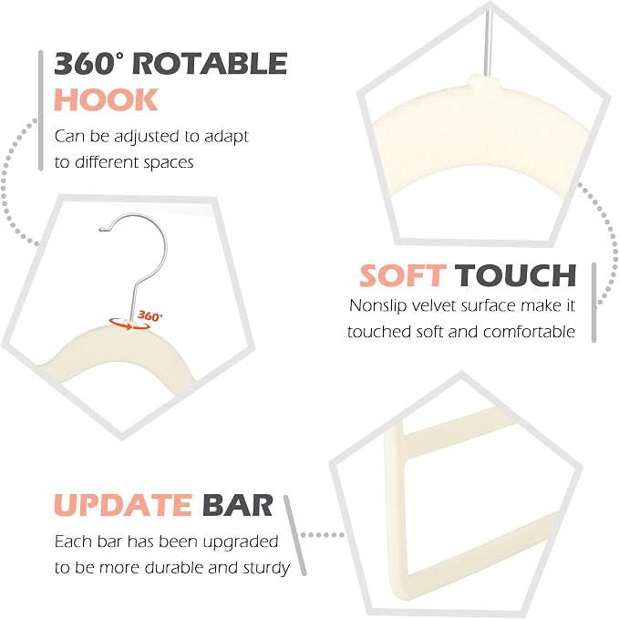 Velvet Pants Clothes Hanger Space Saving Non Slip Pants Shorts Hanger, Myfolrena Jeans Slack Trousers Hangers Multiple Velvet Hanger Closet Organizer Storage for Leggings,Jeans,Scarf,Tie (3, Beige)