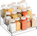 Yieach 3 Tier Clear Acrylic Spice Rack Organizer for Cabinet and Pantry Shelf - 10.3″L x 9.4″W Tiered Spice Rack & Holder,Step Shelves for Vitamin,Medicine Bottle,Jar,Can,Condiment,Seasoning Shelf