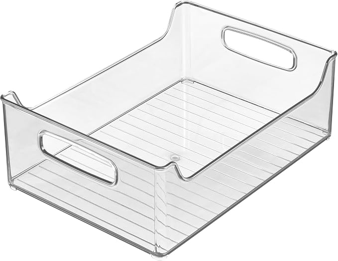 iDesign Stackable Storage Bin with Handles, Clear | For Pantry or Fridge, Made in USA