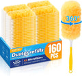 Alotiki Heavy Duty Duster Refills, 160 Count 360° Double-Sided Duster Refill and 4 Yellow Handle, Disposable Dusters Refill for Daily Dust Cleaning, Electronics, Furniture, Blinds, Ceiling Fans