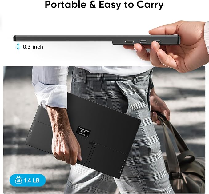 Dopesplay Portable Monitor, 15.6" FHD 1080P Portable Screen for Laptop with Adjustable Stand, USB-C HDMI Second External Monitor, Travel Screen Extender for Laptop Mac Phone PS4/5 Xbox Switch - Black