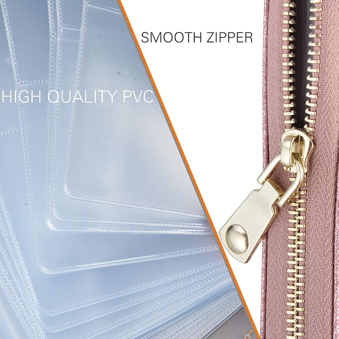 Easyoulife Credit Card Holder Wallet Womens Zipper Leather Case Purse RFID Blocking