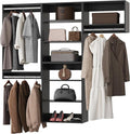 ROOMTEC Modular Closet System, 90" Wall-Mounted Closet Organizer with Hanging Rods, Modern Wooden Tower for Walk-In Closets, Wardrobe Storage Kit, Black