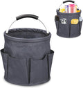 17L Portable Cleaning Bucket Organiser, 6 Pockets Foldable Cleaning Caddy with Handle Wearable Cleaning Caddy Bag for Outdoor Camping Garden Harvest Basket Home Bathroom Storage (Dark Gray)