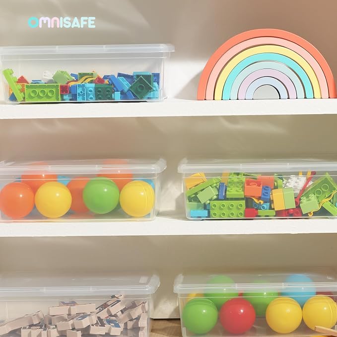 Stackable Plastic Storage Shoebox,Clear Bins (Transparent 8Pack) | BPA-Free, Nestable, Home and Office, Latching Lid, Multi-Purpose