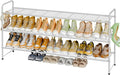3 Tier Shoe Rack for Closet, 44 Inch Extra Long Shoe Storage Organizer for Shelves, Heavy Duty Metal, Easy Assembly, White