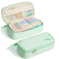 Four Candies Large Pencil Case, 5 Compartments Pen Organizer, Big Capacity Canvas Pencil Pouch Bag for School Supplies, Portable Stationery Holder for Teen Girls, Women (Peppermint Green)