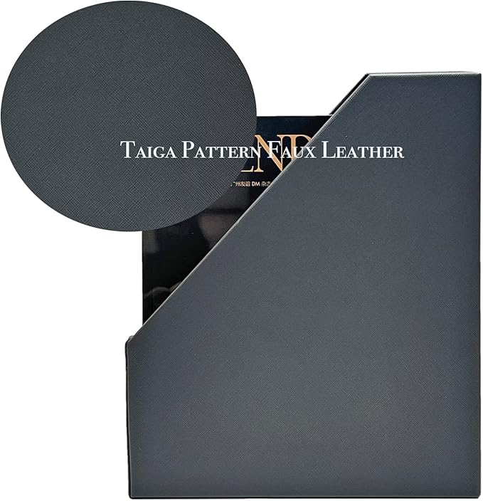 UnionBasic Magazine File Holder, Grey | Leatherette, Desktop Document Organizer, Home Office Paper Holder, File Storage Literature Sorter