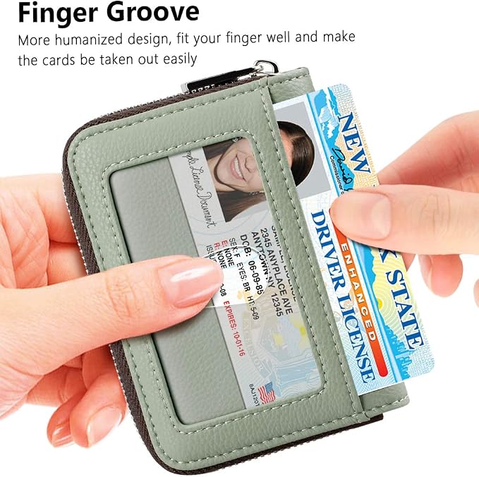 FurArt Zipper Wallet Women, RFID Blocking Credit Card Wallet, Business Card Holder, Compact Size KeyChain Wallet