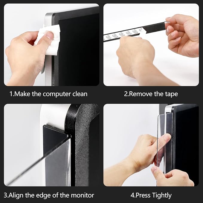 2 Pack Computer Monitor Memo Board for No Edge Monitors,Monitor Sticky Note Holder,Office Desk Decor for Women Man,Home Office Desk Computer Accessories