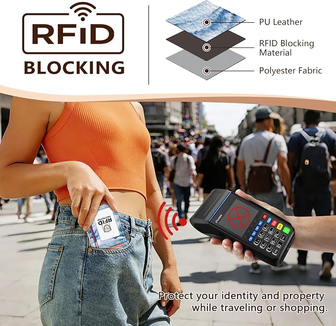 GIANCOMICS Slim Wallet Credit Card Holder Women, Hoarfrost Ink Painting Rfid Small Card Case, Keychain Thin Pocket Curved Zipper Wallet, Travel Card Holder PU Leather ID Window, Ladies Female Gifts