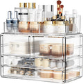 ZHIAI Stackable Storage Drawers, Acrylic Bathroom Counter Organizer Clear Makeup Organizers for Vanity, Kitchen Cabinets, Bathroom, Undersink, Home Organization and Storage (1 Top 4 Drawers D)