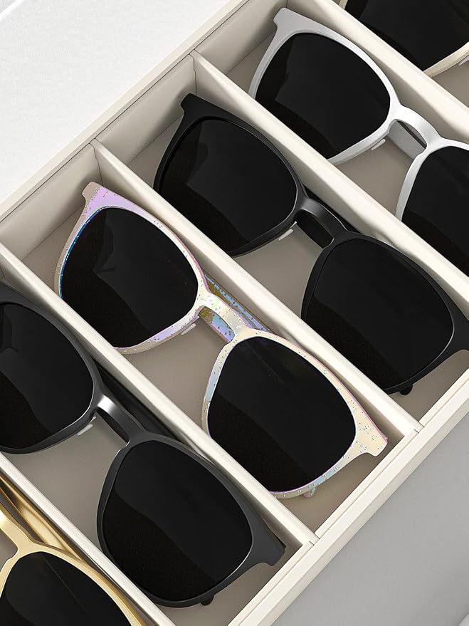 Sunglass Organizer Tray,Eyeglass Storage for Multiple Glasses,Jewelry and Sunglasses Drawer Organizer (Beige 1)